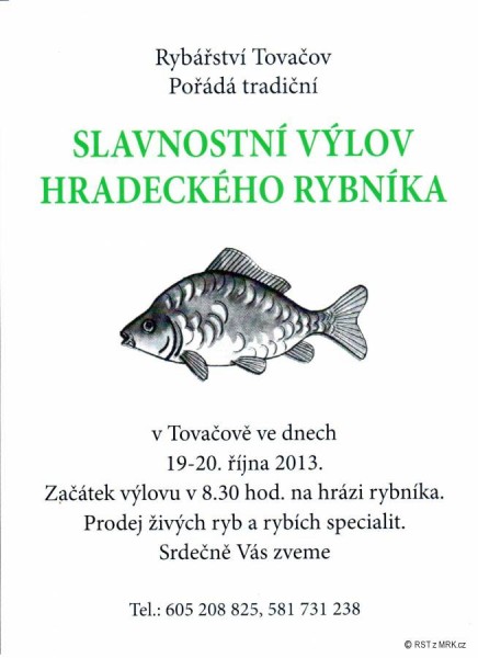 Slavnostní výlov Hradeckého rybníka v Tovačově