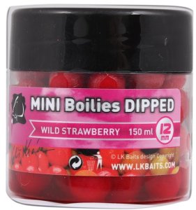 LK Baits MINI Boilies v dipu 12mm 150ml - Wild Strawberry 