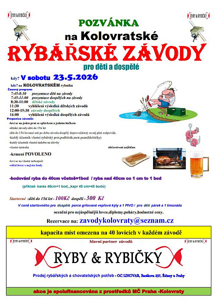 Kolovratské rybářské závody 23.5.2026