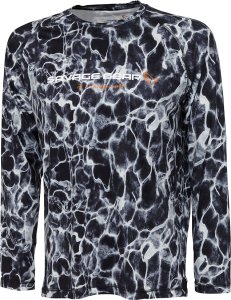 Savage Gear Triko Night UV Long Sleeve T Shirt Black Waterprint - L