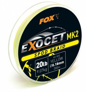 Fox Splétaná Šňůra Exocet MK2 Spod Braid 300 m Yellow Průměr 0,18 mm / Nosnost 9,07 m