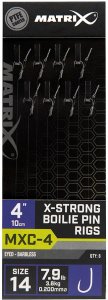 Matrix Návazec MXC-4 X-Strong Boilie Pin Rigs Barbless 10 cm - Size 14 0,20 mm